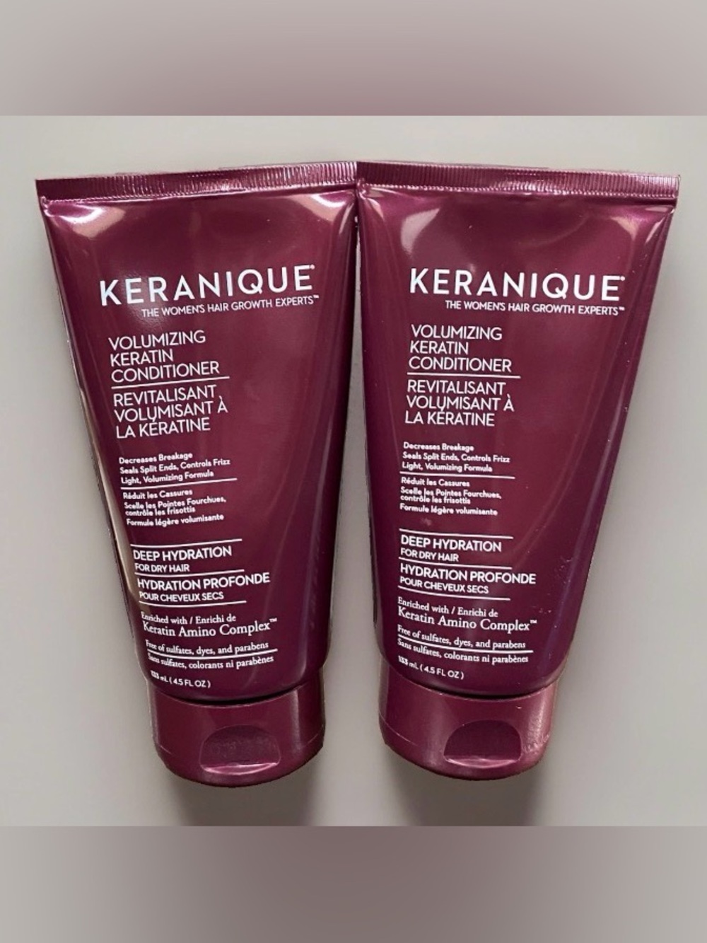 2x NEW Keranique DEEP HYDRATION Volumizing Keratin Conditioners (4.5oz) 2pc Set